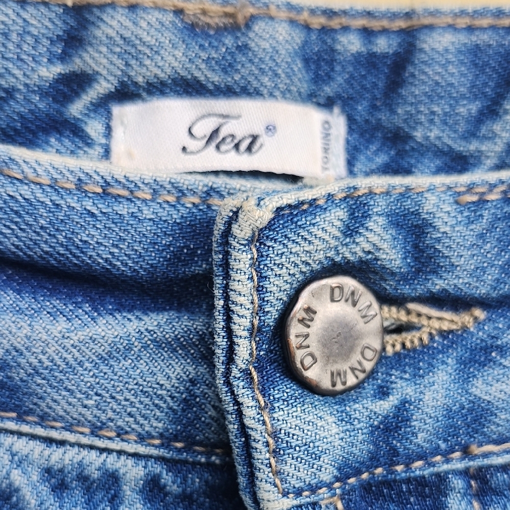 Vtg Made In Italy Distressed Cropped Blue Jeans With Stone Adornments - Picture 2 of 12
